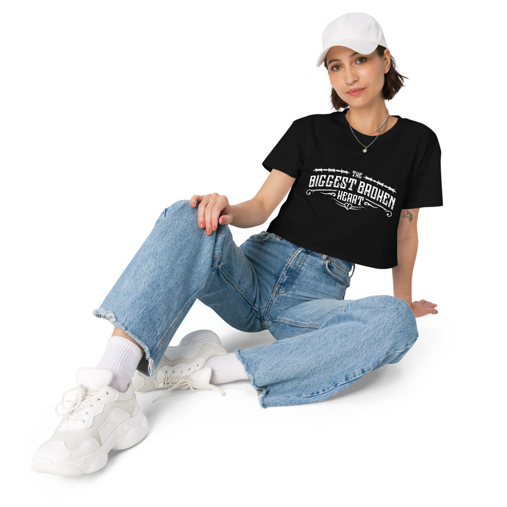 TBBH - Women’s crop top (white lettering)