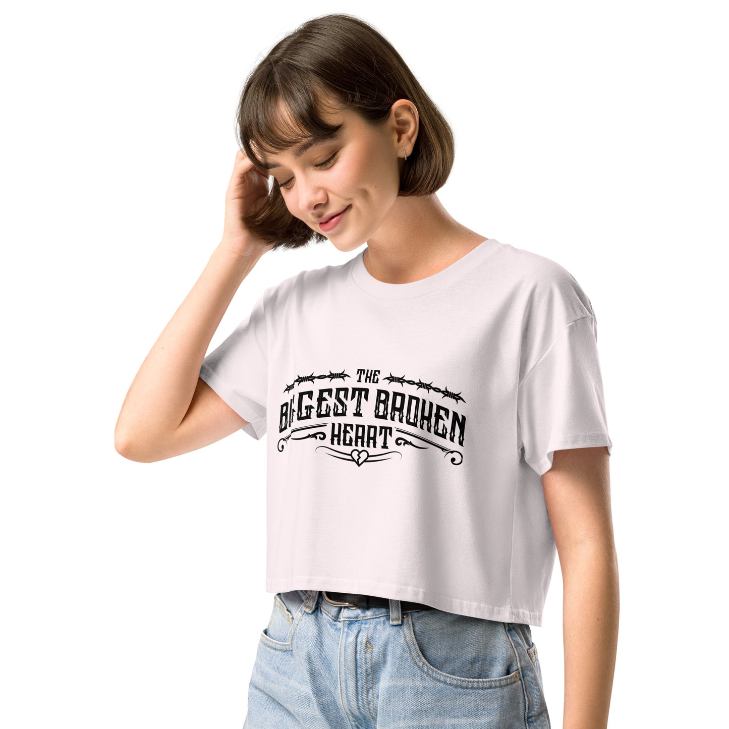 TBBH Women’s crop top (black lettering)