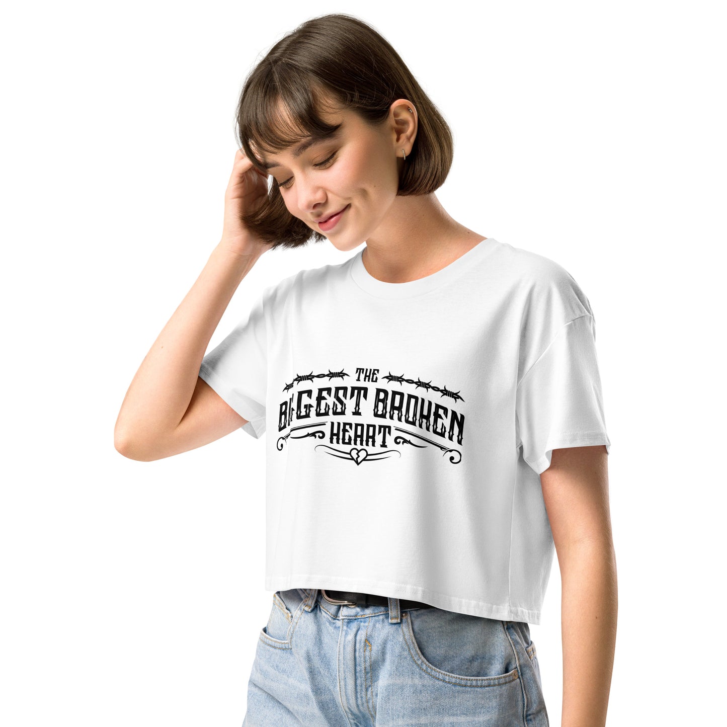 TBBH Women’s crop top (black lettering)